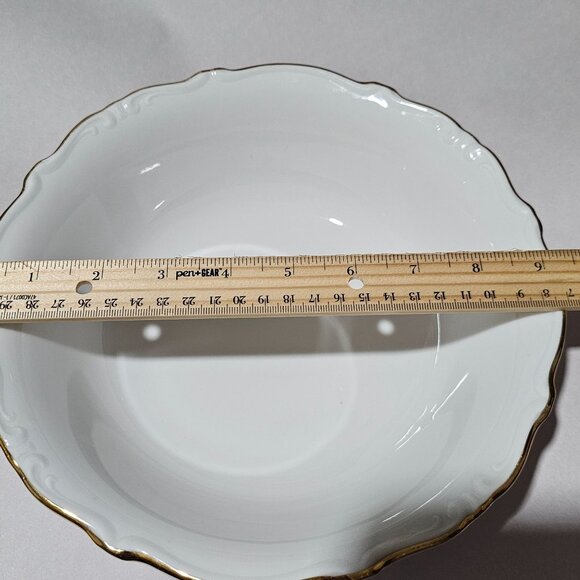 Schaller Bavaria Regency Serving Bowl 8" scallop edge gold trim 50s West Germany - Picture 6 of 9